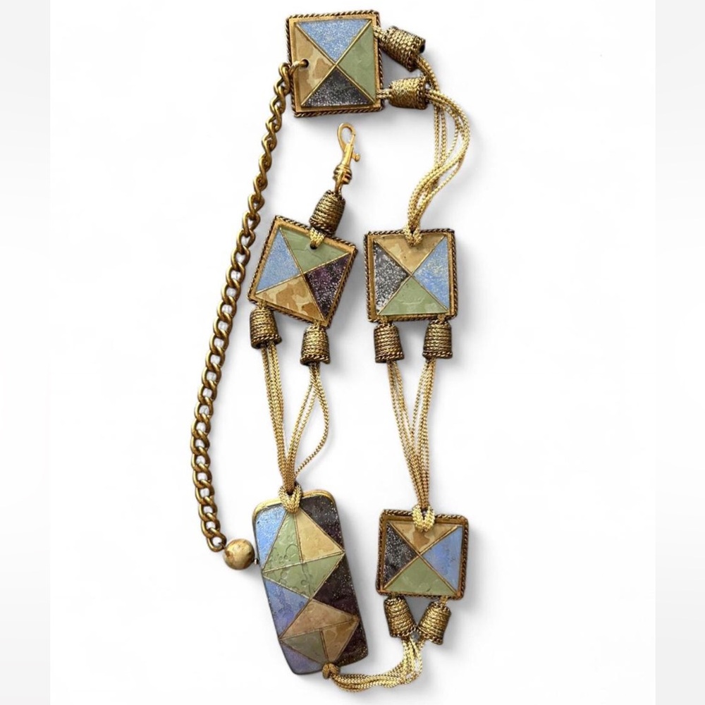 Geometric Multicolor Stone & Rope Belt - Picture 3 of 3